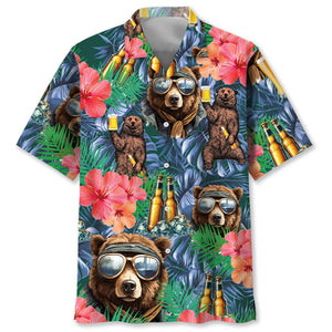 Bear Camping With Beer Hawaiian Shirt