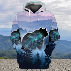Aurora Bear Adventure Mountain All Over Print Shirt