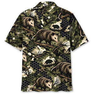 Tactical Hexagonal Opossum Camo Hawaiian Shirt