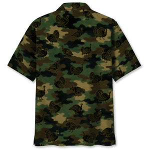 Wild Turkey Camouflage Millitary Hawaiian Shirt