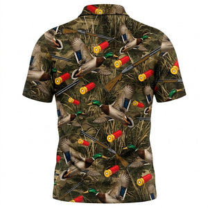 Vintage Camouflage Duck Hunting Polo Men Shirt
