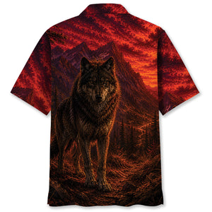 Wolf Hunting Burnt Sky Hawaiian Shirt