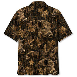Vintage Hog Art Camo Hawaiian Shirt