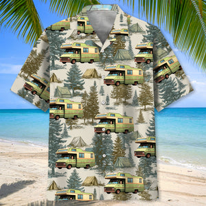 Vintage RV Motorhome Camping Hawaiian Shirt