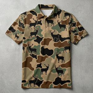 Deer Hunting Camouflage Pattern Men Polo Shirt