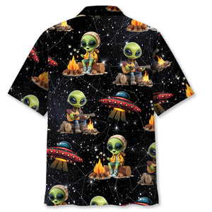 Cosmic Alien UFO Camping Hawaiian Shirt