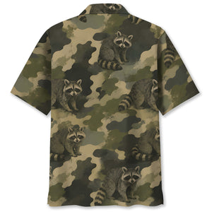 Raccoon Camouflage Graphic Pattern Hawaiian Shirt