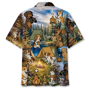 Funny Dog Camping Hawaiian Shirt