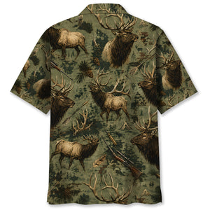 Elk Hunting Forest Hawaiian Shirt