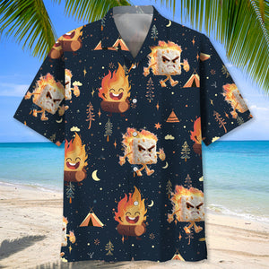 Angry Marshmallow On Fire Hawaiian Shirt