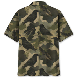 Crow Camouflage Graphic Pattern Hawaiian Shirt