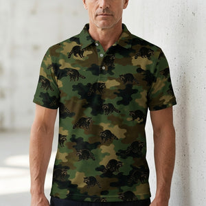 Raccoon Camouflage Millitary Men Polo Shirt
