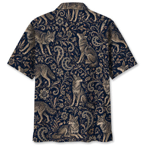 Midnight Coyote Paisley Hawaiian Shirt