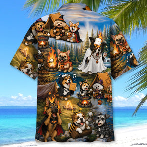 Vintage Dogs Camping Hawaiian Shirt