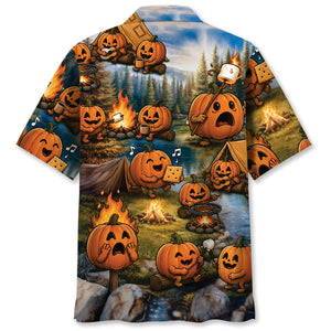 Vintage Pumpkin Camping Hawaiian Shirt