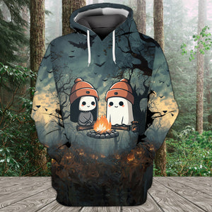 Cute Ghost Camping Crew All Over Print Shirt