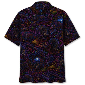 Midnight Feral Hog Neon Hawaiian Shirt