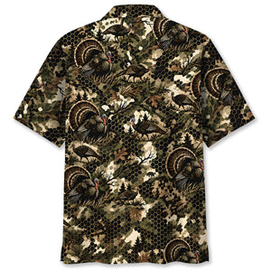 Tactical Hexagonal Turkey Hunting Camo Hawaiian Shirt
