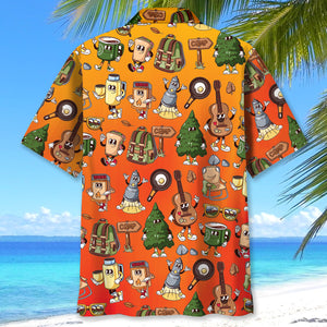 Funny Camping Cartoon Hawaiian Shirt