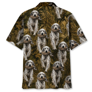 Camouflage English Setter Running With Mourning Dove Hawaiian Shirt