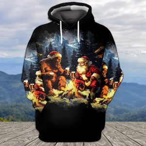 Funny Bigfoot & Santa Life Is Better Around The Campfire All Over Print Shirt