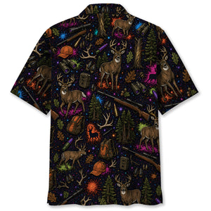 Retro Deer Hunting Colorful Hawaiian Shirt