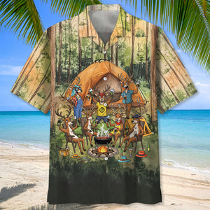 Friends, Fires, Fun Camping Crew Deer Hawaiian Shirt
