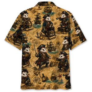 Vintage Pirate Opossum Treasure Map Hawaiian Shirt