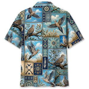 Dove Hunting Vintage Hunting Pattern Blue Hawaiian Shirt