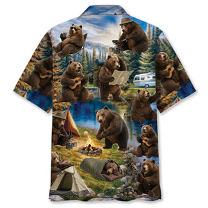 Funny Bear Camping Hawaiian Shirt