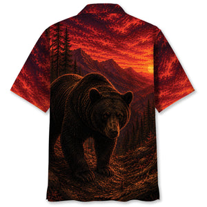 Black Bear Hunting Burnt Sky Hawaiian Shirt