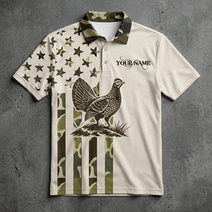 Custom Name Grouse Hunting Camouflage Style Men Polo Shirt