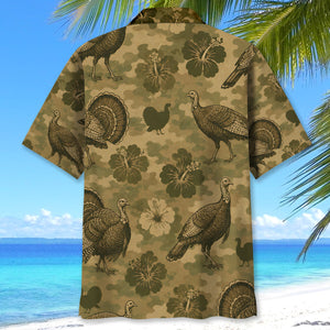 Turkey Hibiscus Camouflage Hawaiian Shirt