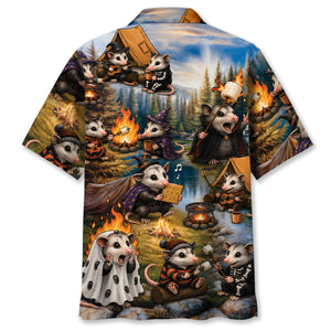 Vintage Possum Camping Hawaiian Shirt