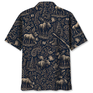 Midnight Moose Hunting Paisley Hawaiian Shirt