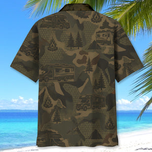 Class C Motorhome Camping Camouflage Hawaiian Shirt