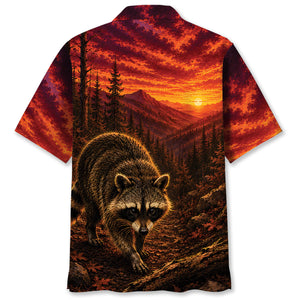 Raccoon Hunting Burnt Sky Hawaiian Shirt