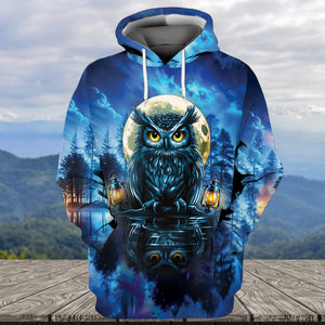 Owl In Dark Night Fantasy Art All Over Print Shirt