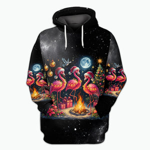 Merry Christmas Flamingo Camping All Over Print Shirt
