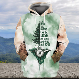 Into The Forest I Go Green Compass All Over Print Shirt