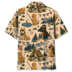 Cute Dog Camping Outdoor Hawaiian Shirt