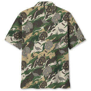 Outdoor Turkey Hunting Camo Print Graphic Hawaiian Shirt