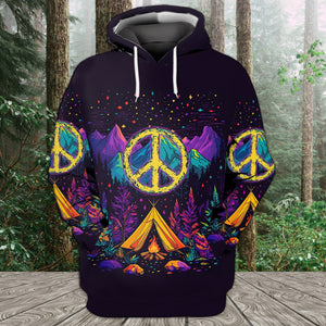 Camping Peace Sign All Over Print Shirt
