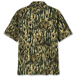 Beaver Stripe Camouflage Hawaiian Shirt