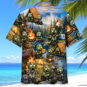 Vintage Zombie Camping Hawaiian Shirt