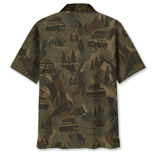 Camper Van Hippie Car Camping Camouflage Hawaiian Shirt