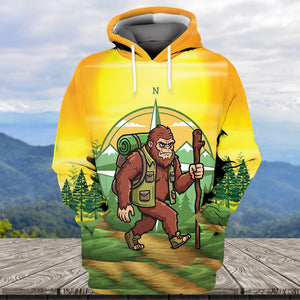 Funny Bigfoot Hiking All Over Print Shirt