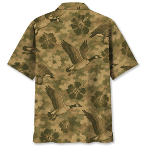 Goose Hibiscus Camouflage Hawaiian Shirt