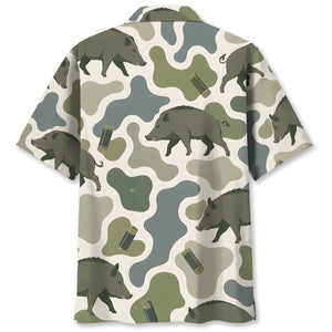 Hog Camouflage Hunting Funny Pattern Hawaiian Shirt