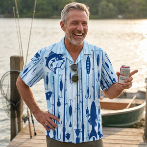Fishing Blue Hawaiian Shirt